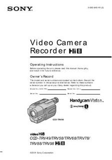 Sony CCD TRV 88 E manual. Camera Instructions.